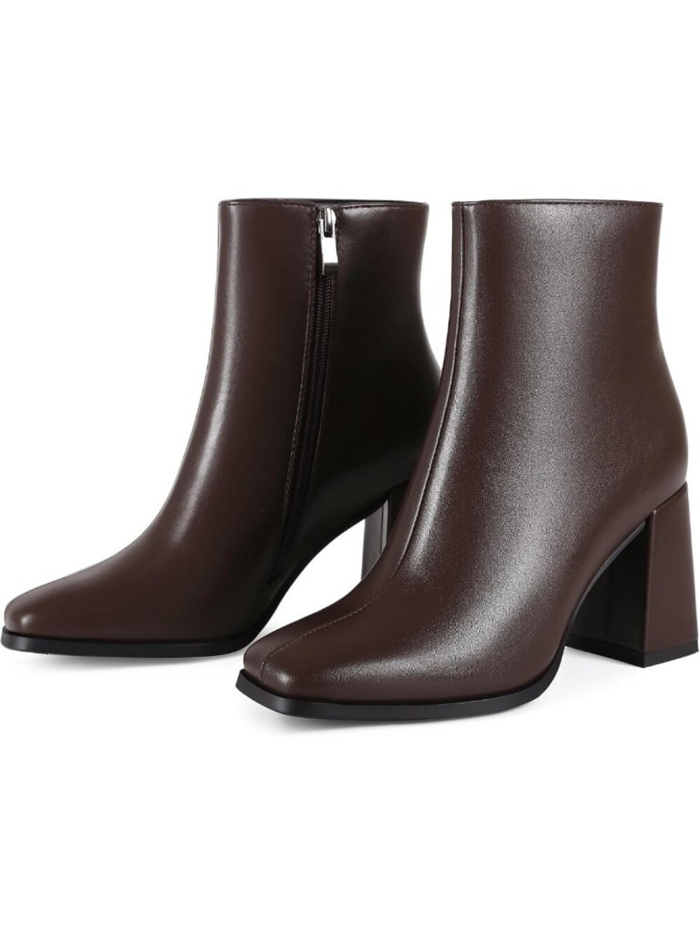 Stylish Women's Square Toe Ankle Boots with Chunky Block Heel - Trendy Short